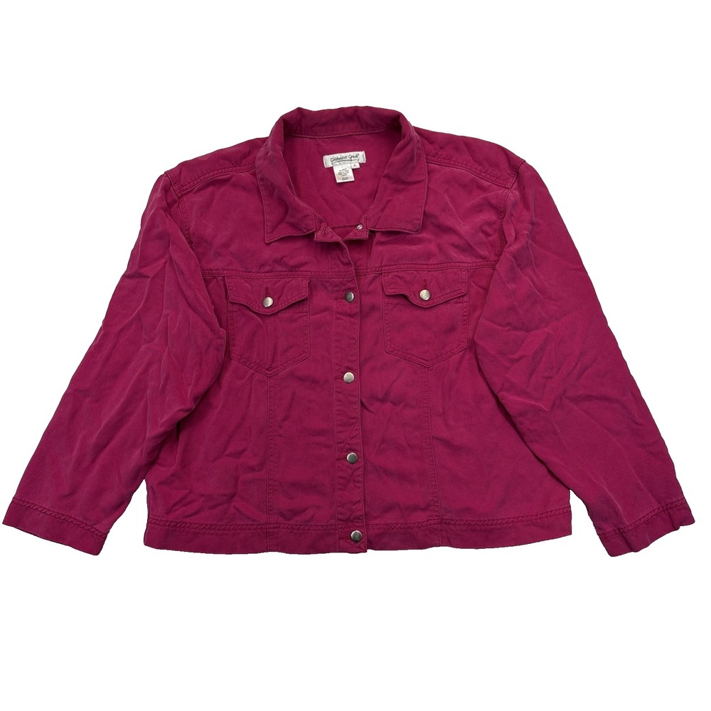 Coldwater Creek Snap Front Jean Jacket Women's XL Pink Tencel Lyocell